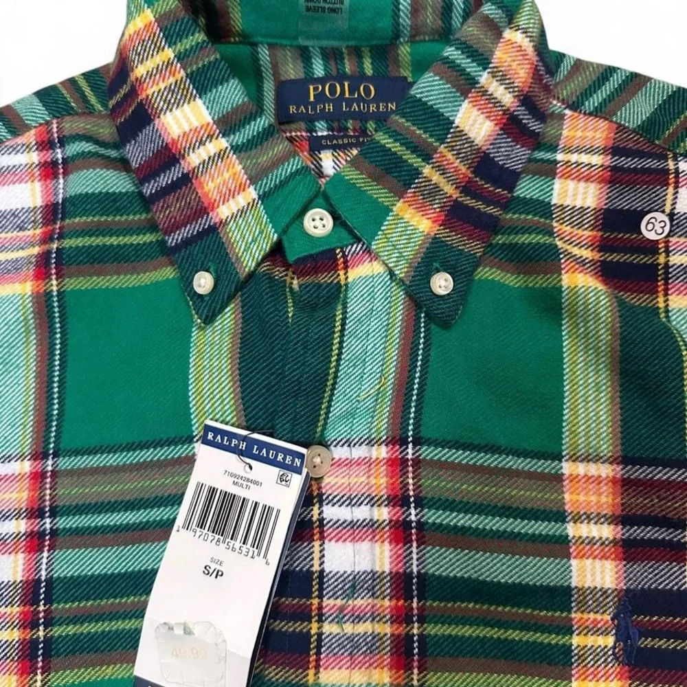 Polo Ralph Lauren NWT Men’s Performance‎ Plaid Flannel Long Sleeve Shirt Small